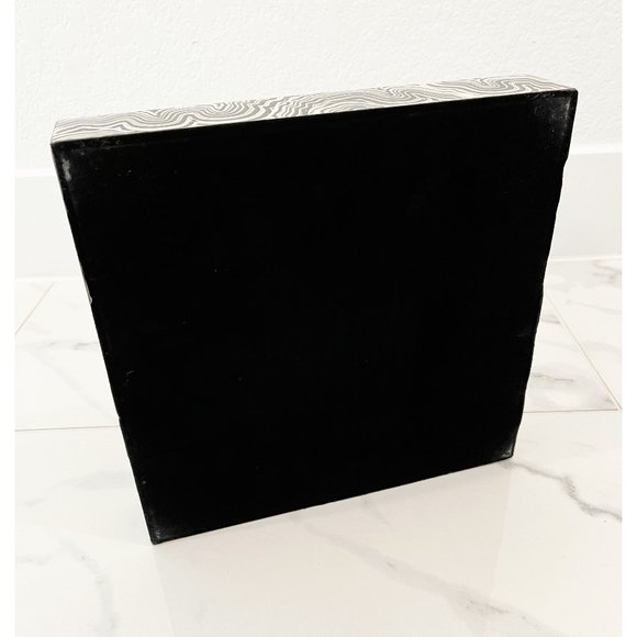 Square Black White Silver Geometric Contemporary Design Tray - Picture 8 of 8